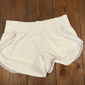 Lululemon White Running Shorts with Mesh Edges
